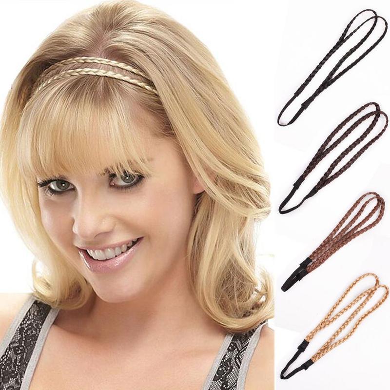 Pop Elastic Twist Headband Headwear Head hoop 4 colors Double Braided Wig Headband Braided Hair Band Synthetic Wig 0