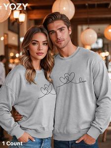 YOZY Women's Letter Print Crew Neck Sweatshirt, Casual Long Sleeve Pullover for Spring & Fall, Ladies Clothes for Daily Wear