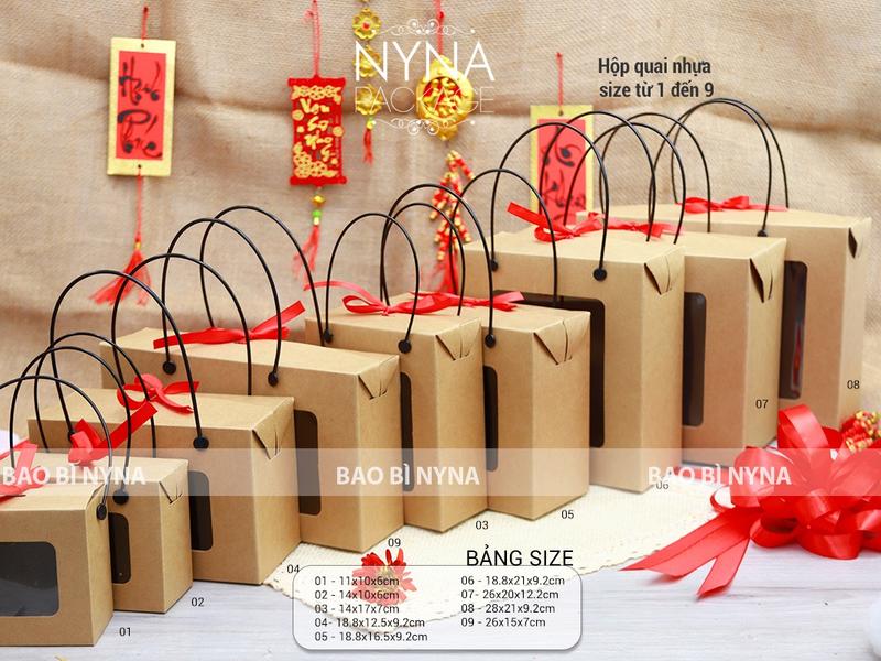 COMBO 10 Hộp quai nhựa Kraft đa dạng size từ 01 đến 09 - dùng đựng các bộ quà tặng, đựng yến chưng, hạt dinh dưỡng 1