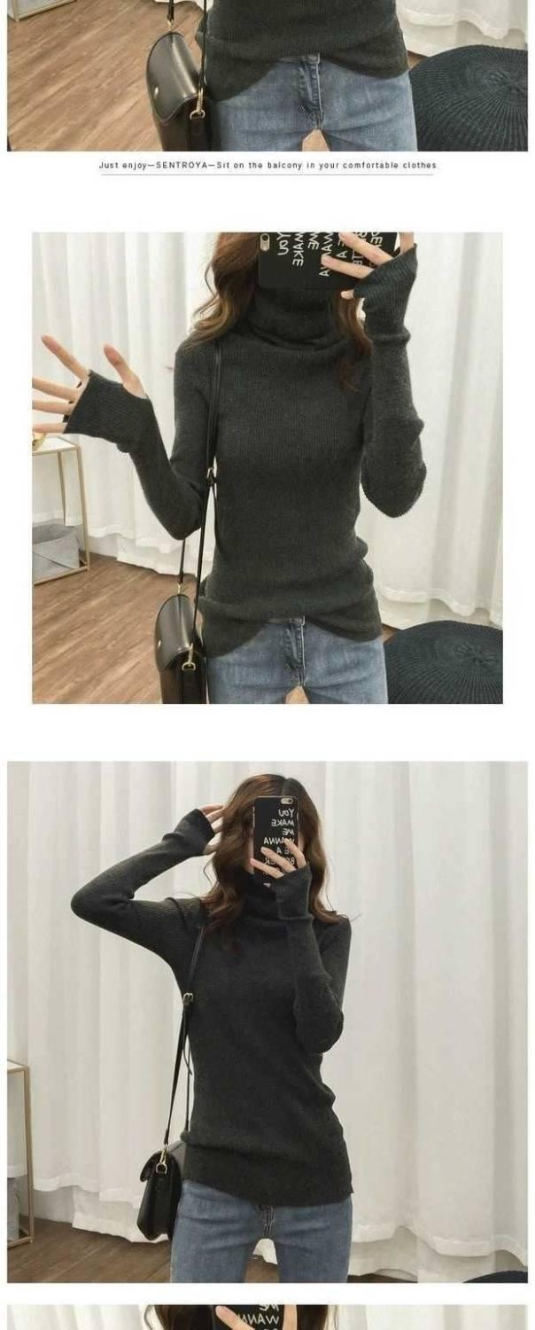Product Introduction of Áo Len Cổ Lọ Màu Trơn Phong Cách Hàn Quốc, Áo Len Mỏng, Áo Len Mỏng, Áo Dưới 13