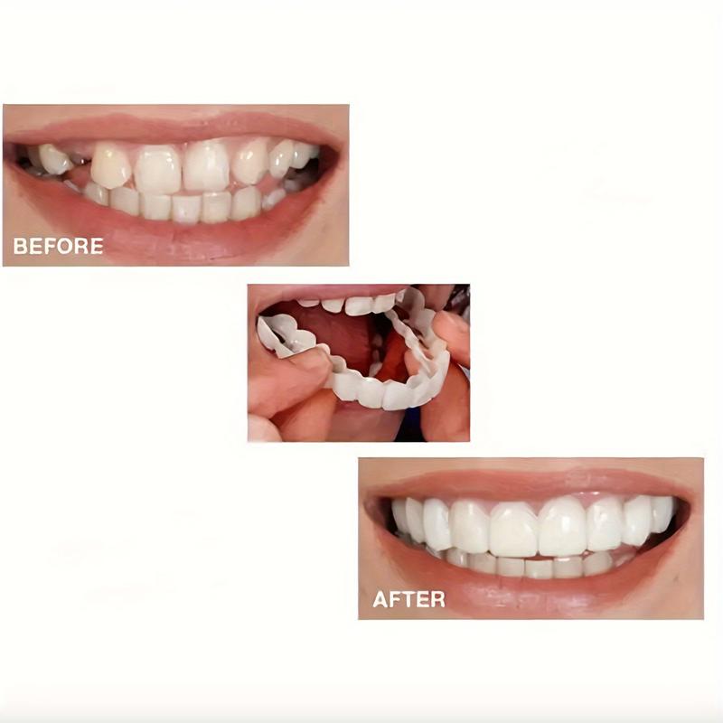 Product Introduction of 2pc 2 piece Flexible upper and lower dentures covered with perfect white veneers, comfortable fit, denture accessories suitable for men and women, whitening to enhance confidence 4