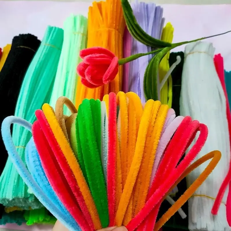 [Spring] 100 Pcs Chenille Stems Colorful Sticks Pipe Cleaner Rod Diy Material For Art and Craft 100 Pcs