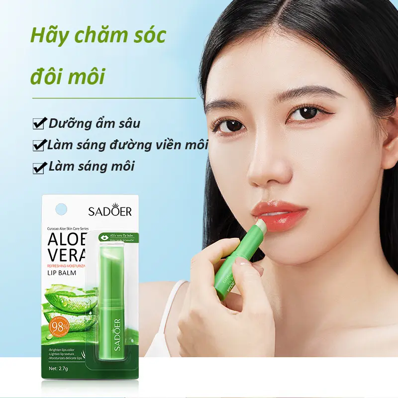 lô hội son môi dưỡng ẩm son dưỡng giảm thâm môi chăm sóc môi 2.7g làm sáng đường viền môi làm sáng môi nhỏ và dễ dàng ma Cosmetic Skincare Nữ Women có màu 1