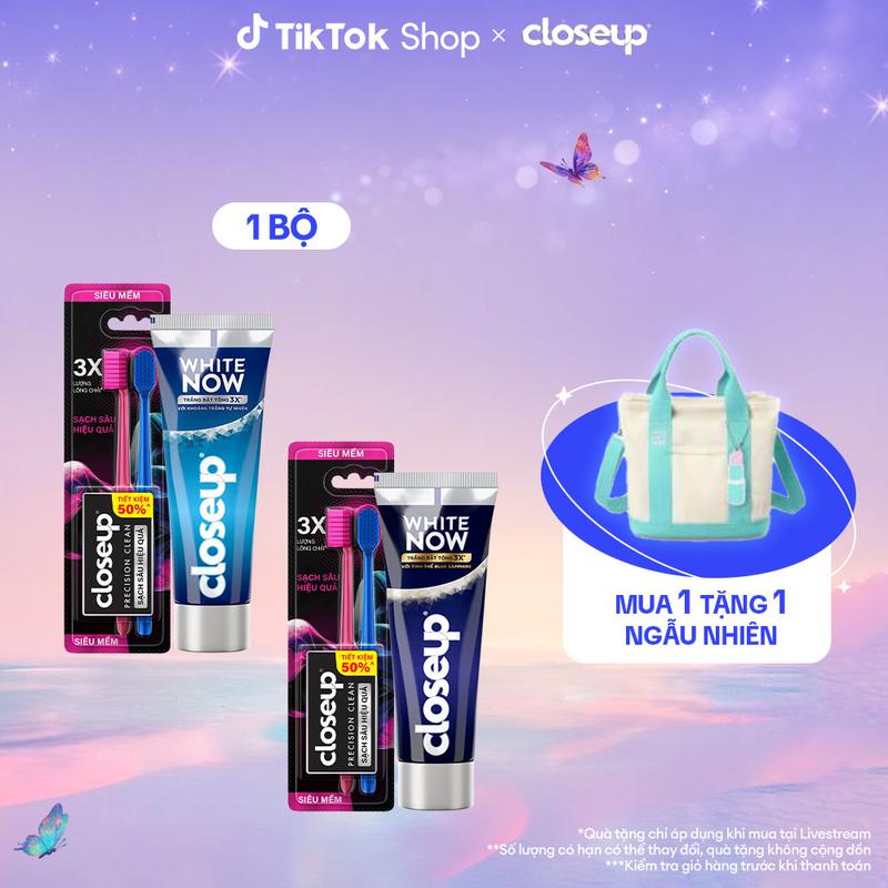 Combo 2 bàn chải đánh răng closeup precision & bộ 2 kem đánh răng Close Up White Now 100g [1]