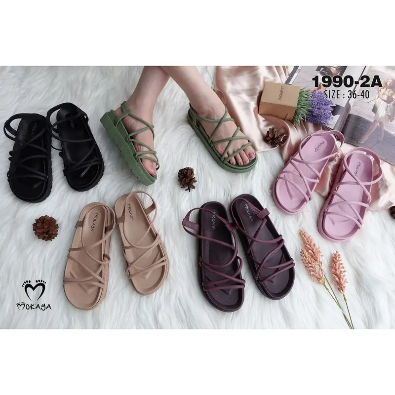 (F1986-1) Sandal Gladiator Wanita Jelly Tali Simple Cantik Elegant Import Mokaya / Size 37-40 1