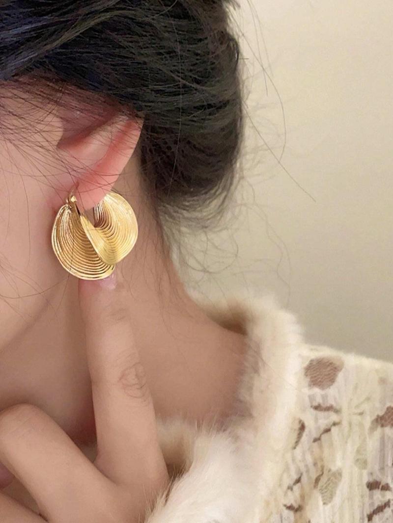 Product Introduction of Women's Elegant Spiral Design Hoop Earrings, Fashionable Jewelry for Women for Party, Daily Clothing Decor, Trendy All-match & Exquisite Jewelry for Birthday Gift 7