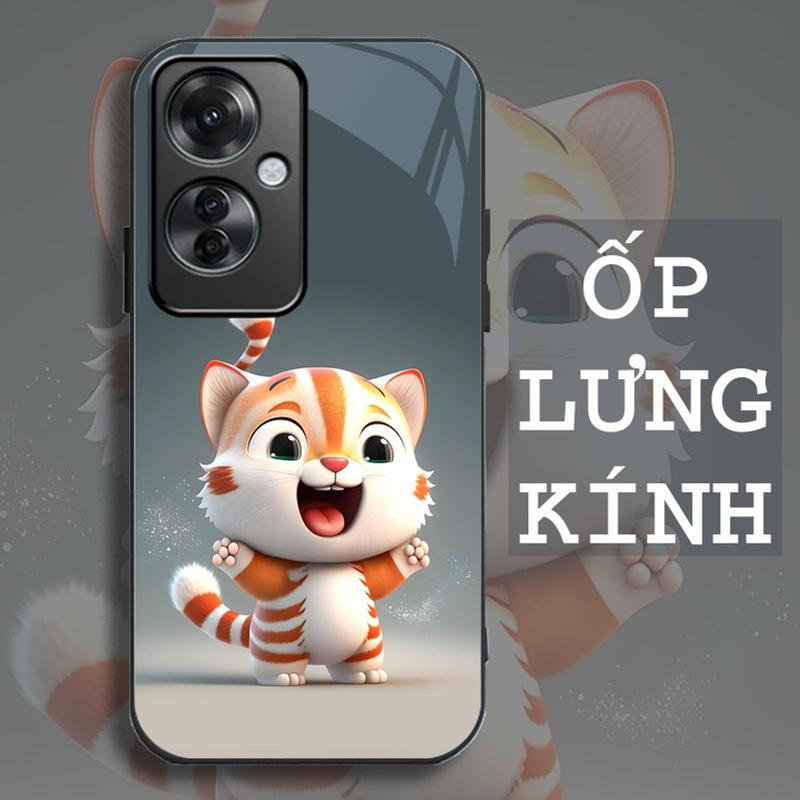 Ốp lưng cho OPPO RENO11 F 5G Mặt kính cường lực, cao cấp Họa tiết 12 CON GIÁP NGỘ NGHĨNH