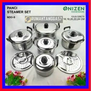 PANCI SET SUSUN 5 + STEAMER TUTUP STAINLESS / PANCI SET 12 PCS + STEAMER PANCI SET STEAMER COOKWARE SET PLUS STEAMER FREE