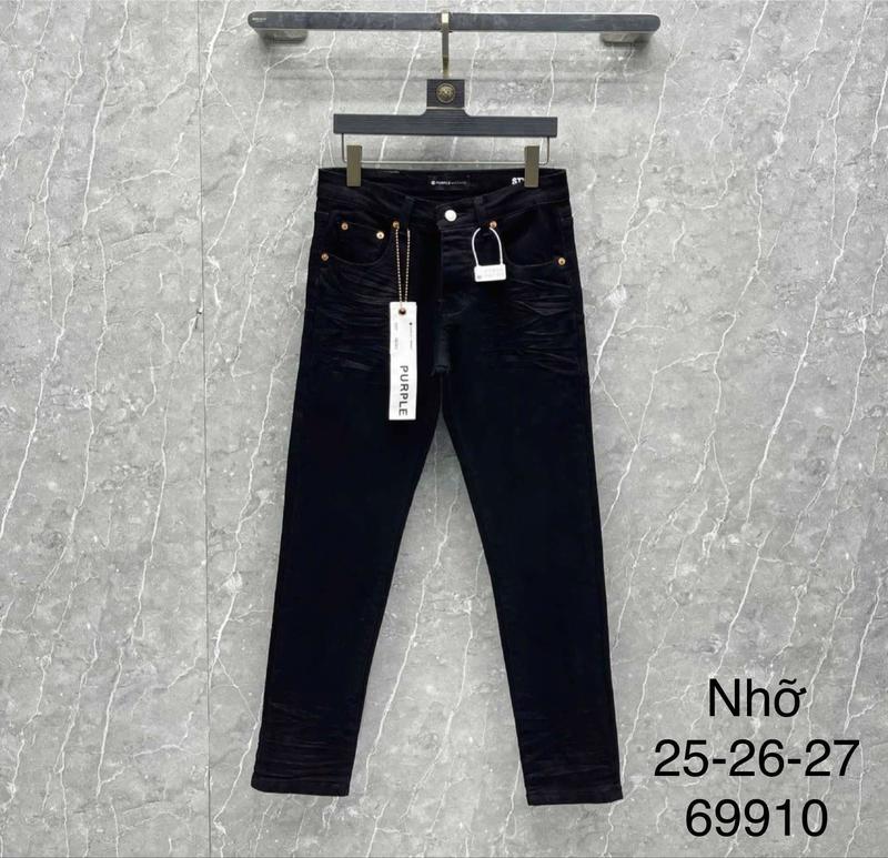  Quần Jean Pơ Pồ đen trơn dập nhăn 4K-Tang mác Lụa 