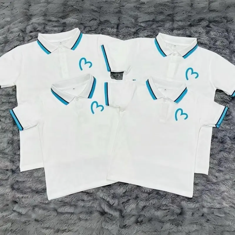 Áo thun có cổ polo đồng phục gia đình phối sọc họa tiết trái tim chất thun cá sấu co dãn 4 chiều, thoáng mát, hạn chế nhăn 2