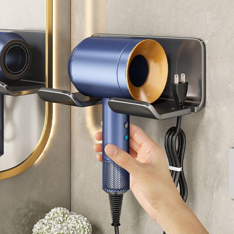 Kệ nhà tắm Giá đỡ máy sấy tóc dán tường có khe cài dây điện đồ gia dụng tiện ích đồ đựng trong nhà tắm giá treo máy sấy có 2 màu đen trắng nhựa PP cứng cáp