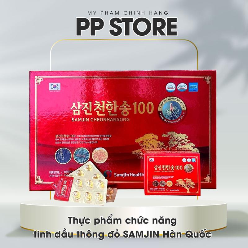 Thực phẩm chức năng tinh dầu thông đỏ SAMJIN Hàn Quốc hộp 120 viên - Hỗ trợ cải thiện sức khỏe, tăng cường hệ miễn dịch dành cho Nam Nữ