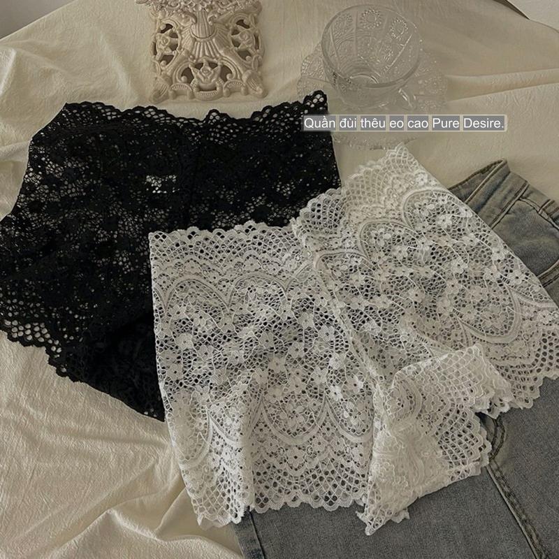A90 - Quần Lót Ren Nữ Cạp Cao 2 Màu Đen Trắng Women quanren quanchip ren quanren  nu