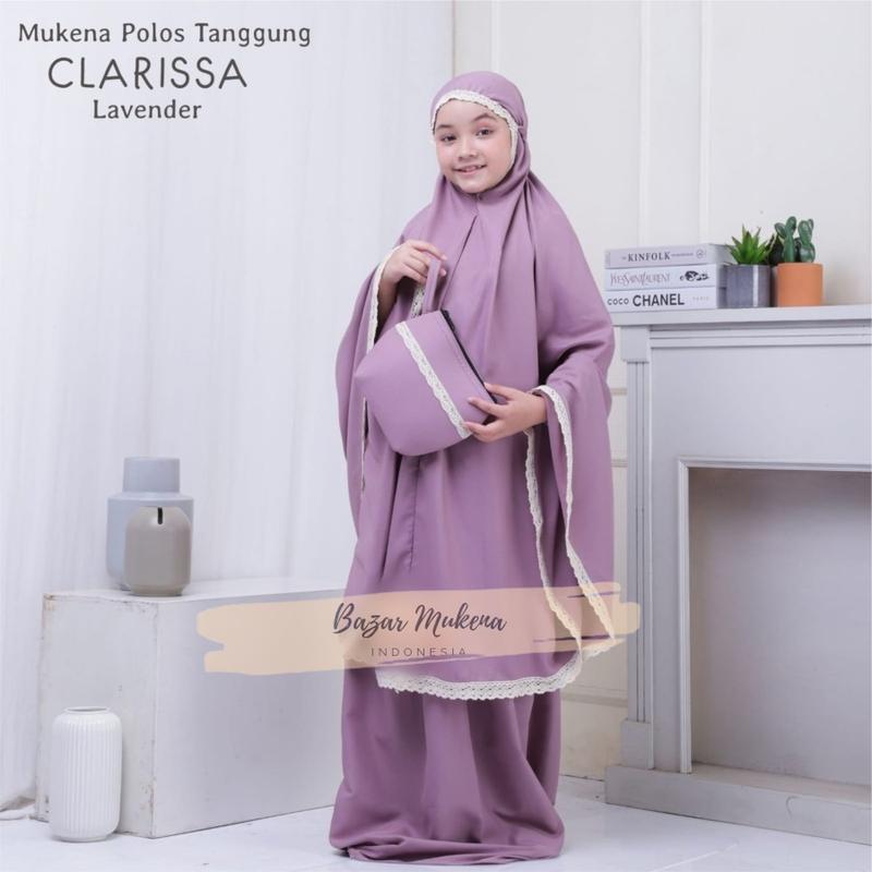 Mukena Katun Anak Cantik Motif Renda Polos Usia 4 5 6 7 8 9 10 11 12 Tahun Atasan Panjang 4