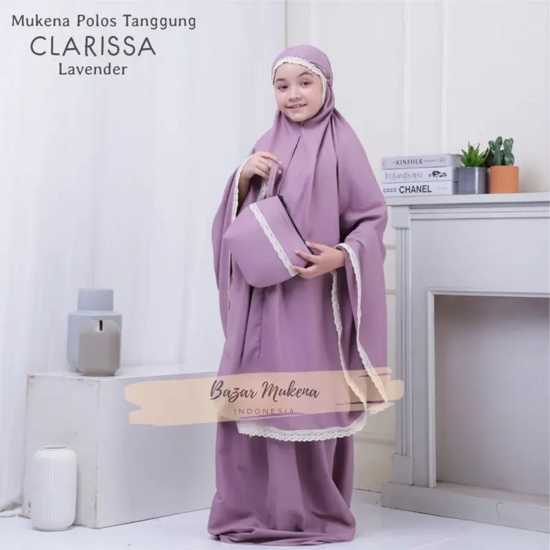 Mukena Katun Anak Cantik Motif Renda Polos Usia 4 5 6 7 8 9 10 11 12 Tahun Atasan Panjang 4