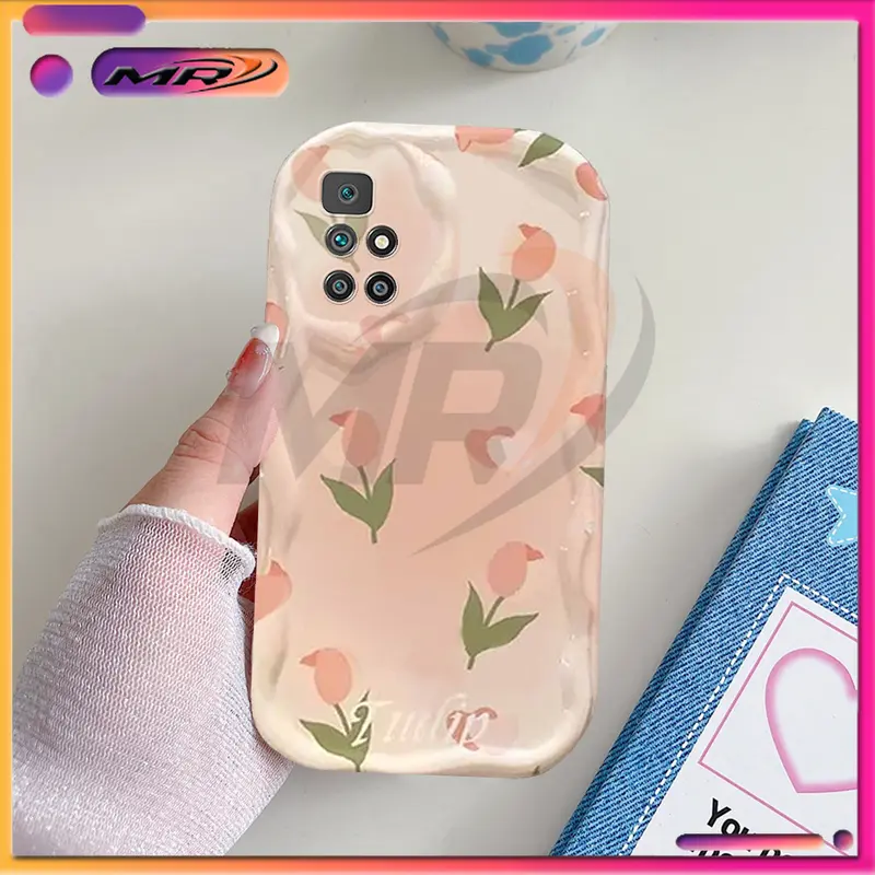 Casing Soft Case Xiaomi Redmi 10 4G Silikon Handphone Tpu Motif Tulip Heart Flower SS880 Bumper Softcase 2