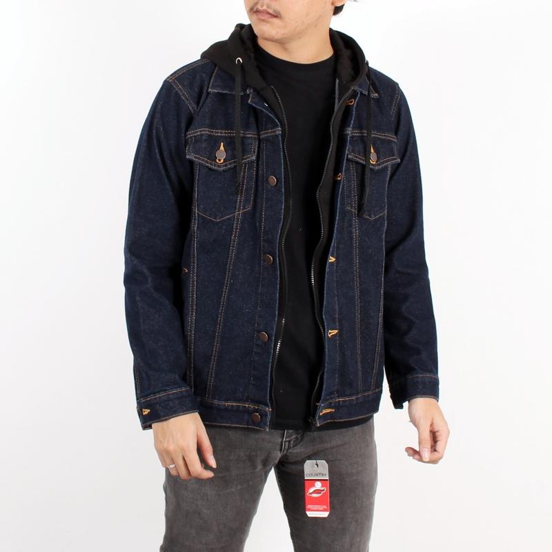 Jaket Ariel Denim / Jaket Jeans Ariel Double Resleting / Jacket Jeans Denim / Jaket Jeans Hoodie Pria / Jaket Jeans Polos High Fleece Kancing Lembut Nyaman 4