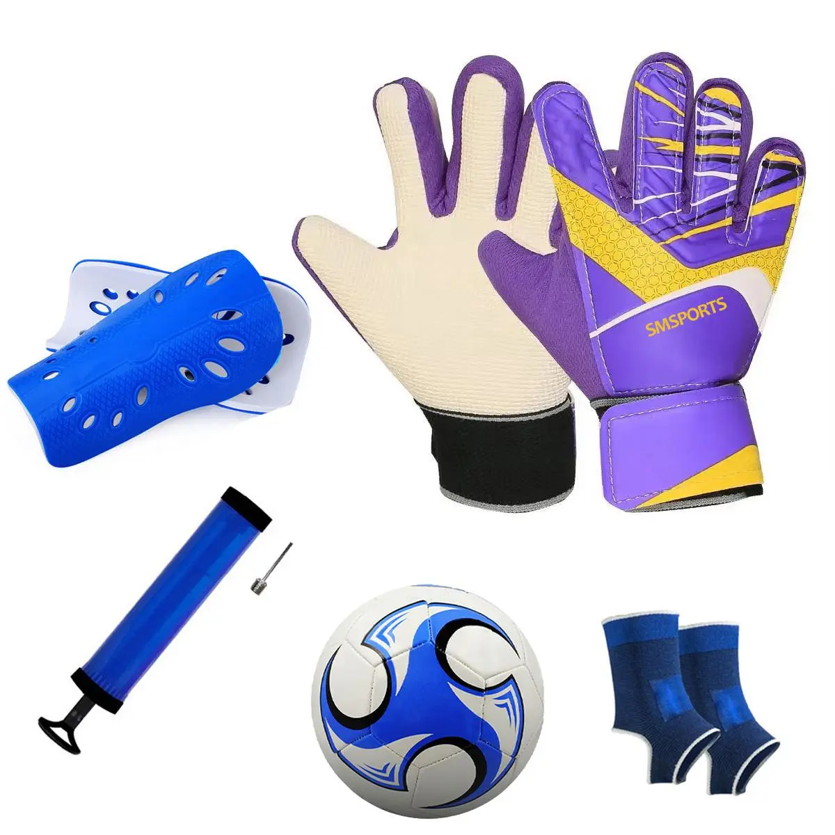 Goalkeeper Gloves & Football & Air Pump & Leg Protector Set, 1 Set Goalkeeper Gloves, Football Training Equipment For Adults & Youth