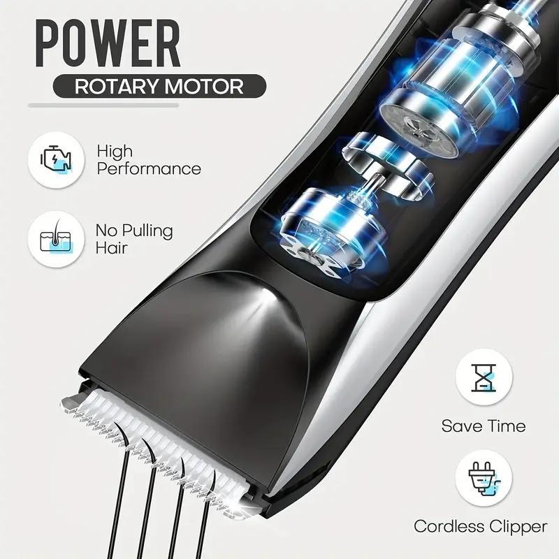 Men's USB Charging Electric Hair Trimmer, 1 Set Waterproof Beard Shaver, Body Hair Trimmer for Men's Daily Use 7