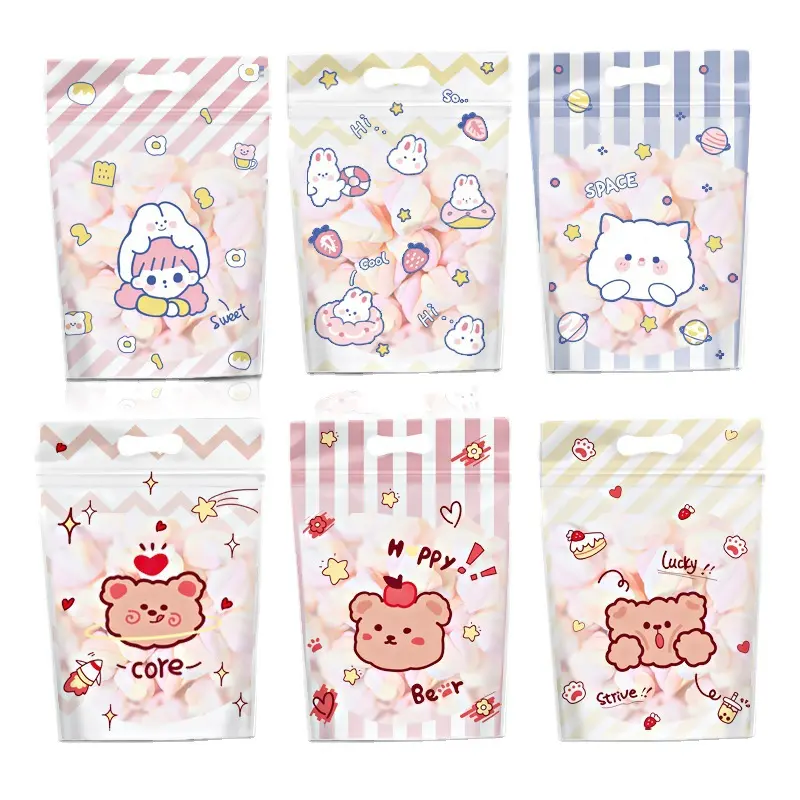 Túi đựng quà kèm nơ rút/ túi zip, túi tai thỏ chia kẹo, bánh siêu dễ thương THODECOR - Chất liệu Nilon, Nhiều màu, mẫu mã đa dạng 2