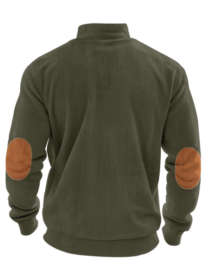 Product Introduction of Men's Solid Quarter Zip Collar Sweatshirt, Regular Fit Casual Long Sleeve Pullover for Fall & Winter, Men's Clothes for Daily Wear 8