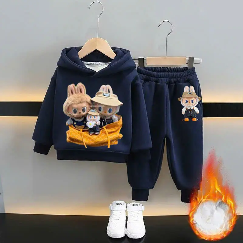 Bộ nỉ tàu trần bông cho bé trai bé gái,in hình labubu 5D dễ thương size từ 6-30kg 5