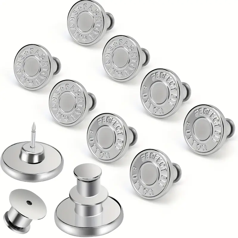 6pcs Silvery Letter Waist Button Multifunctional Detachable Button Jeans Skirt Waist Adjustment Big Change Small Jeans Fixed Button No Nail Button 1