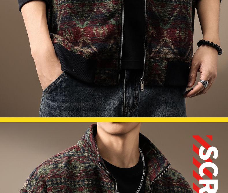 Product Introduction of High-end Ethnic Style Wool Knit Jacket for Men, Autumn Loose Fit, Large Size 560g Heavy Retro Cardigan Sweater Trendy Pedal 29
