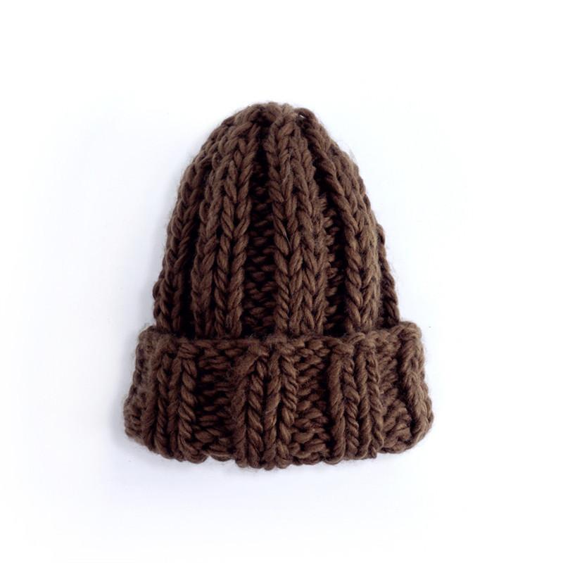 Product Introduction of Winter Knitted Beanies Hat Thick Soft Warm Coarse Large Knitted Solid Hat Female Ice Ski Bonnet Skullies Beanies Hat Cap 29