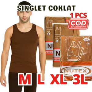 KAOS SINGLET / KAOS DALAM PRIA DEWASA ECERAN / PAKAIAN DALAM COWOK MURAH WARNA COKELAT NUTEX MIATEX