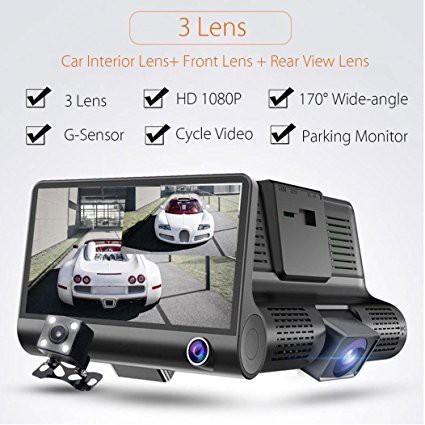 Product Introduction of COD FREE Shipping 3 Lens Full HD 1080P Video Car DVR Recorder / Front / Rear / Inside 4