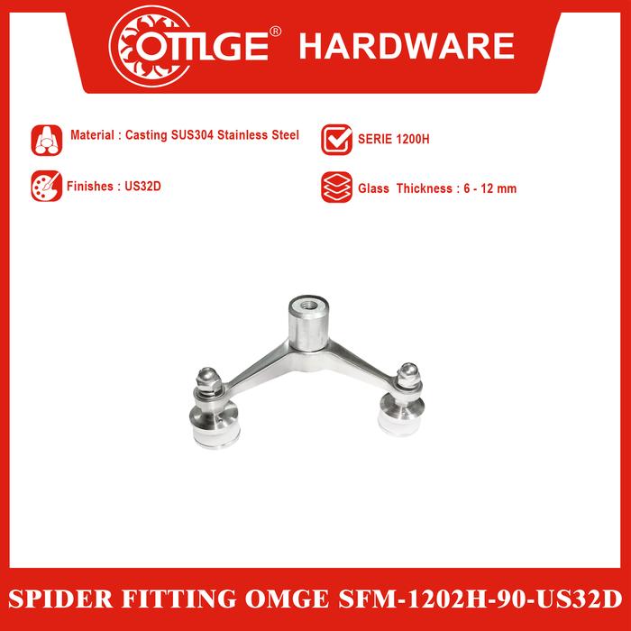 Gambar Spider Fitting/Klem Kaca Laba-laba OMGE SFM-1202H-90-US32D dari OmgeHardware Kota Administrasi Jakarta Utara Tokopedia