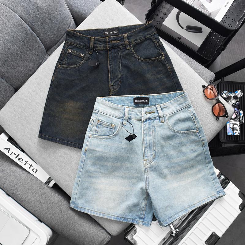   MINA JEANS  Quần Ngố Jean Nữ Trơn Đơn Giản Vải QCCC Mịn Mướt 