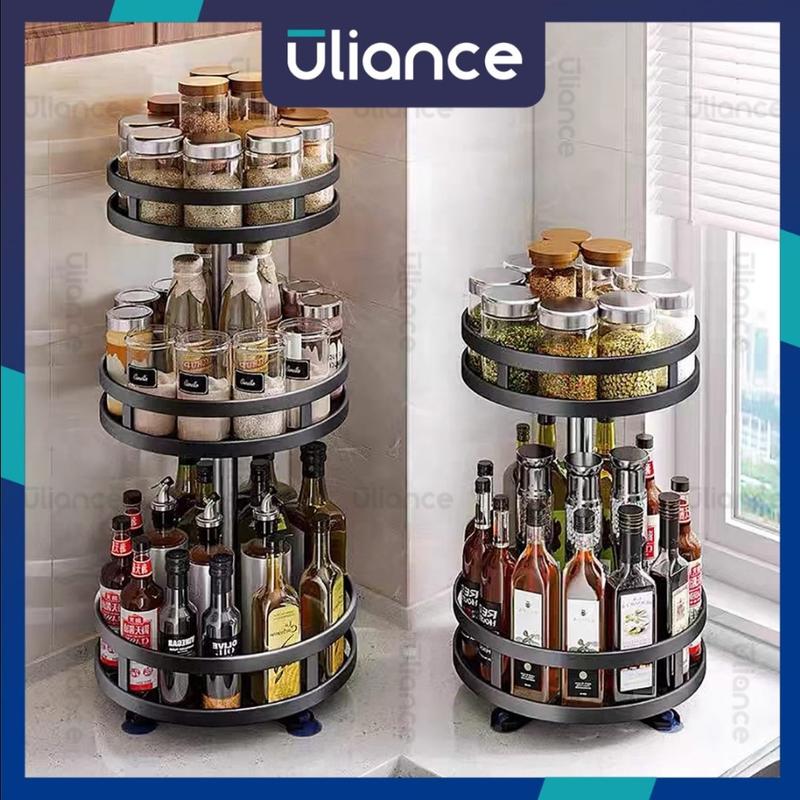 Uliance Kệ Đựng Gia Vị Xoay 2 màu 360 Độ SIV 2/3 Tầng ,Kệ Để Đồ Nhà Bếp Thông Minh ,Dáng Vuông/Tròn