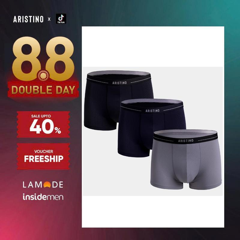 [COMBO] Quần Boxer Nam Aristino chất liệu Polyamide mang đến bề mặt vải mềm mịn, thoáng khí và kháng khuẩn vượt trội ABX003EDP