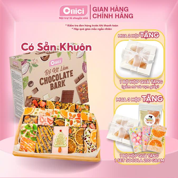 Set Nguyên Liệu Bộ Kit làm Chocolate Bark 120 viên Bếp Của Mẹ ONICI gồm 14 nguyên liệu - kèm Công Thức - Sô Cô La Socola Ăn Vặt