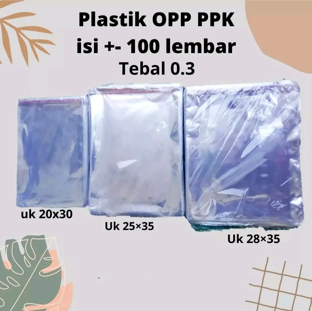 Plastik Opp Uk 20x30, 25x35, 28x35 Isi 100 Plastik Packing Plastik Kemasan Baju Opp Seal Lem