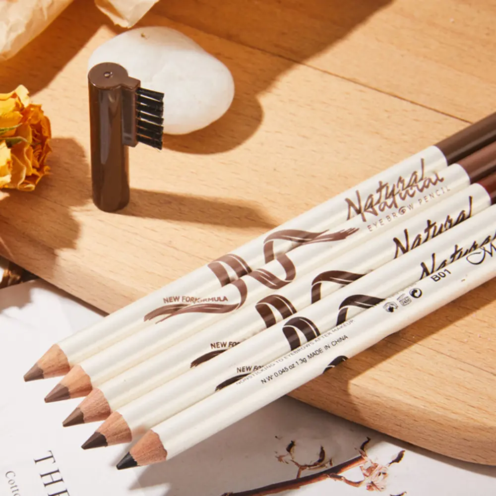 MENOW wooden eyebrow pencil with eyebrow brush for beginners waterproof non-smudge ，Natural Long-lasting Waterproof And Sweat-proof Eyebrow Pencil and the color is high