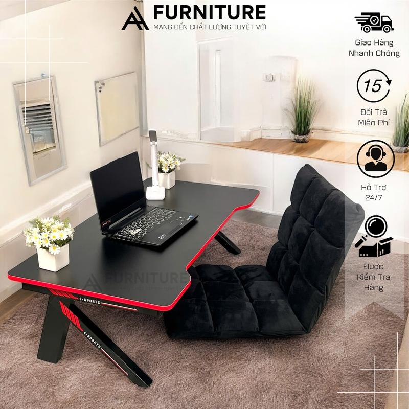 Combo Bàn K Gaming Splus Màu Đen Viền Đỏ Kèm Ghế Tatami | Combo KB02 + Tatami | Nội Thất Anh Hoàng