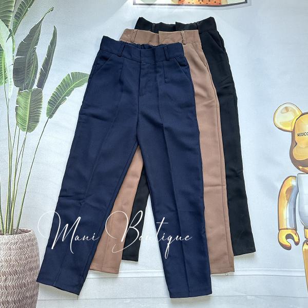 Quần tây baggy nữ lưng thun chun sau 1 khuy nút có đai nịt màu đen xanh đen nâu mặc đi học làm công sở đẹp Nhung Ong Kem Women