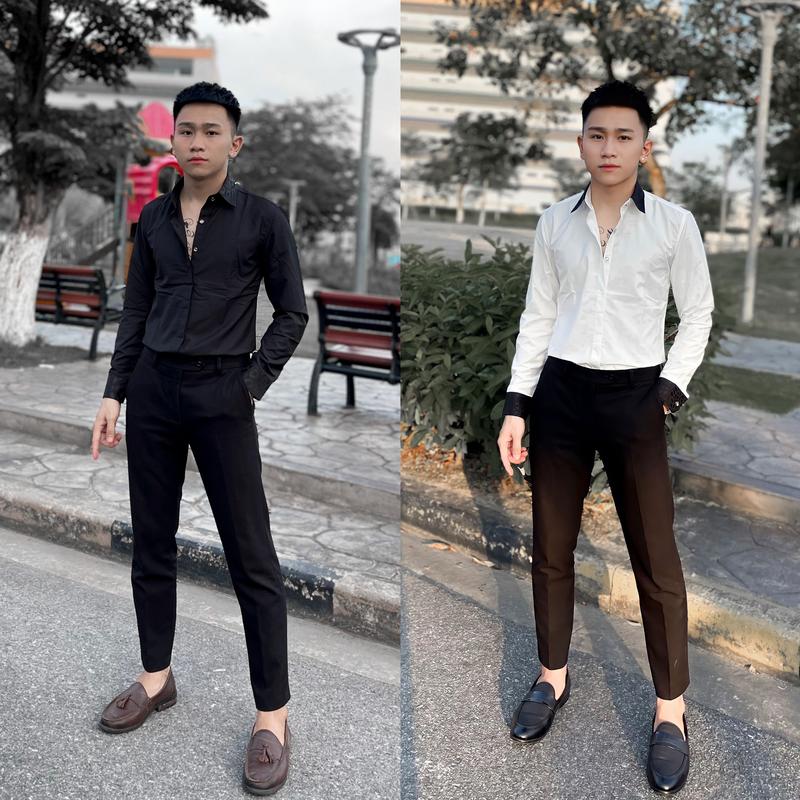 ÁO SƠ MI HOẠ TIẾT HOA VĂN CỔ ĐEN VIỀN LỤA CHẤT LIỆU NẾN, THẤM HÚT TỐT, THOÁNG KHÍ PHÙ HỢP MỌI LƯỚI TUỔI LUXURY 0