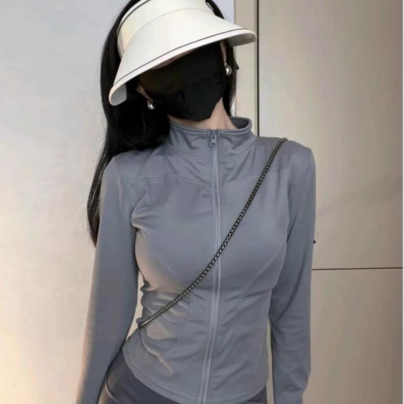 Ice Silk Áo Cardigan Dài Tay Thể Thao Chống Nắng Quần Áo Cho Nữ Mùa Hè 2024 Mới Slim Fit Ngắn Thoáng Khí Quần Áo Tập Yoga Top Tập Gym Chạy Bộ 2