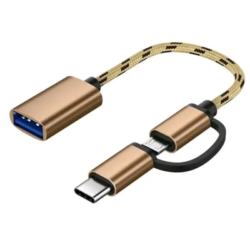 KABEL OTG 2in1 Multifungsi besi cabel USB OTG to micro& type c 2 in1 bahan bagus ori 7