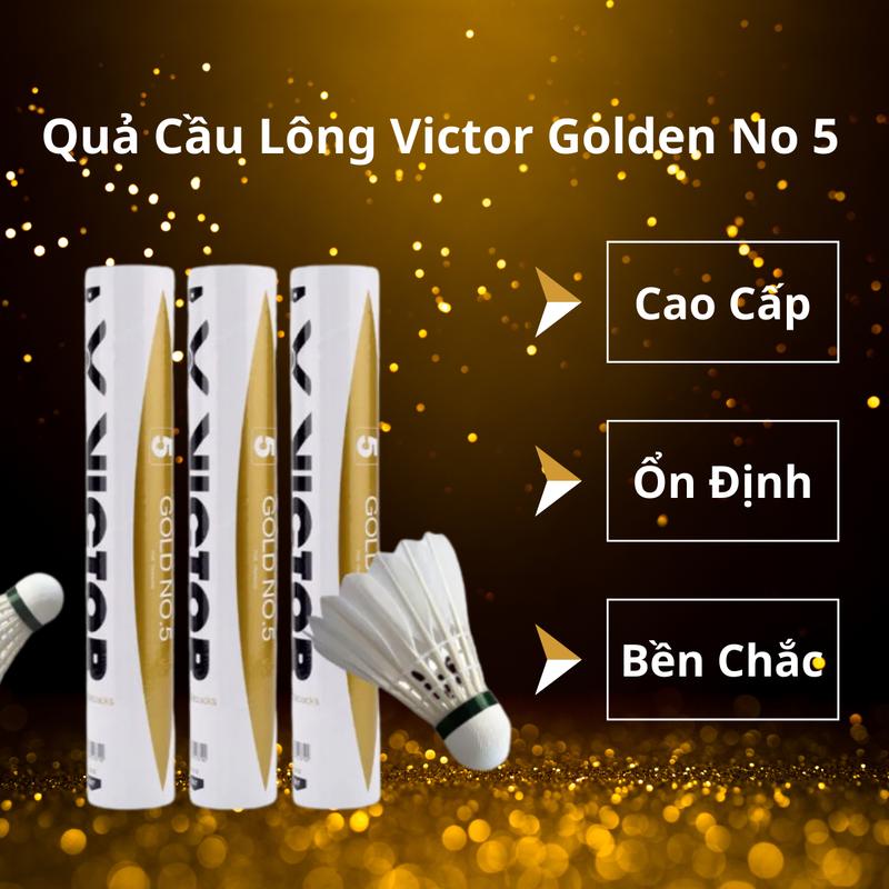 Ống Cầu Lông Victor Golden No.5 Cao Cấp - 12 quả, Ổn Định, Bền Chắc