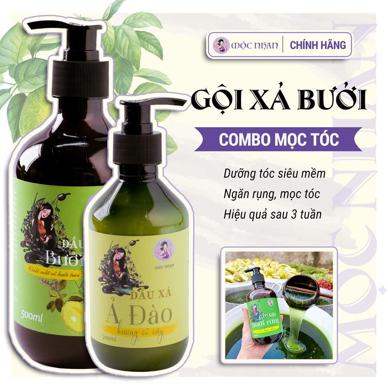 Combo dầu gội bưởi rừng 500ml+ Dầu xả bưởi 300ml giúp tóc bớt rụng, mọc nhanh
