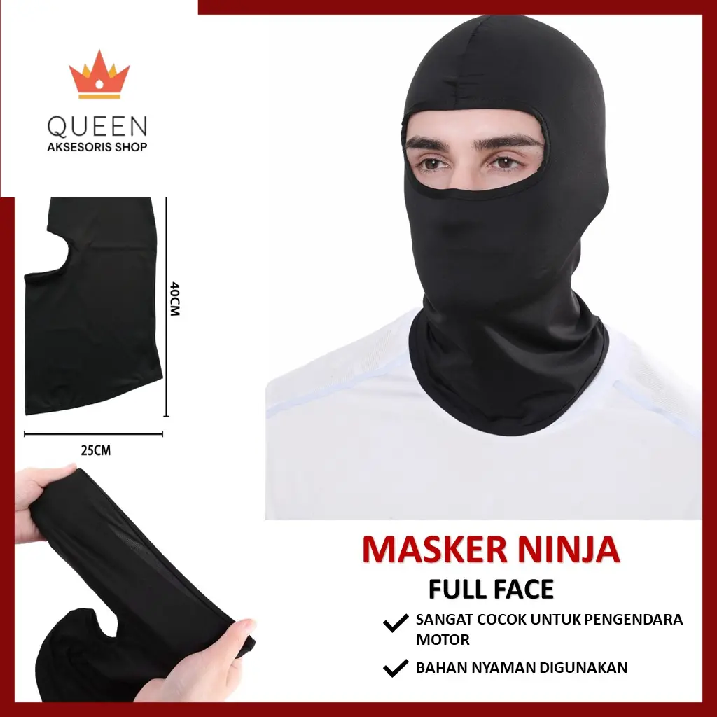 Masker ninja full face polos penutup wajah anti polusi cocok untuk pengendara motor mengurangi udara kotor Masker Ninja Untuk Pengendara Motol Full Muka