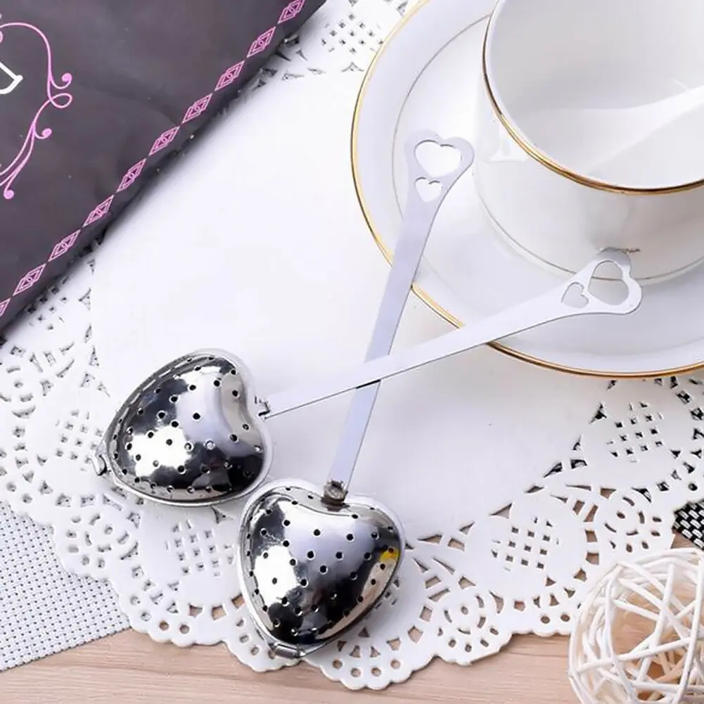[QL】 Stainless Steel Heart Shape Tea Herb Spice Infuser Spoon Strainer Filter Scoop