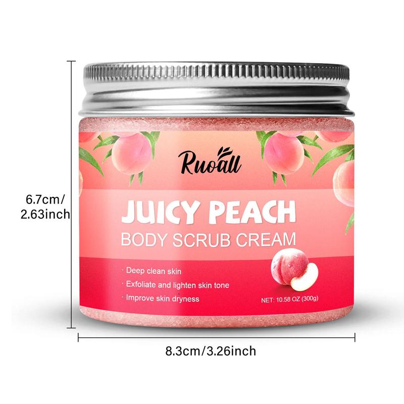 Product Introduction of 300g Peach Body Cleansing Scrub, Exfoliating Body Scrub Cream, Beauty & Personal Body Care Product for Women & Men 1