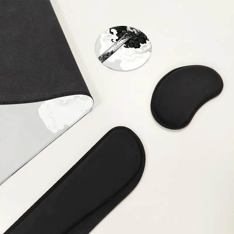 Manga Katana Pattern Mouse Pad & Keyboard Wrist Rest & Ergonomic Mouse Pad & Cup-Coaster Set, Ergonomic Wrist Support, Waterproof Computer Mat, Suitable for Home Office Gaming 6