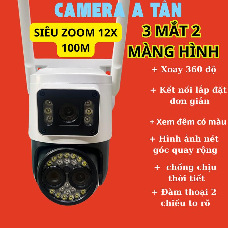 Camera YooSee Siêu zoom 3 Mắt 2 màng hình TẶNG HỘP KT KHI MUA KÈM THẺ NHỚ Độ Phân Giải 4K Siêu Nét Đàm Thoại 2 Chiều Zoom 16X